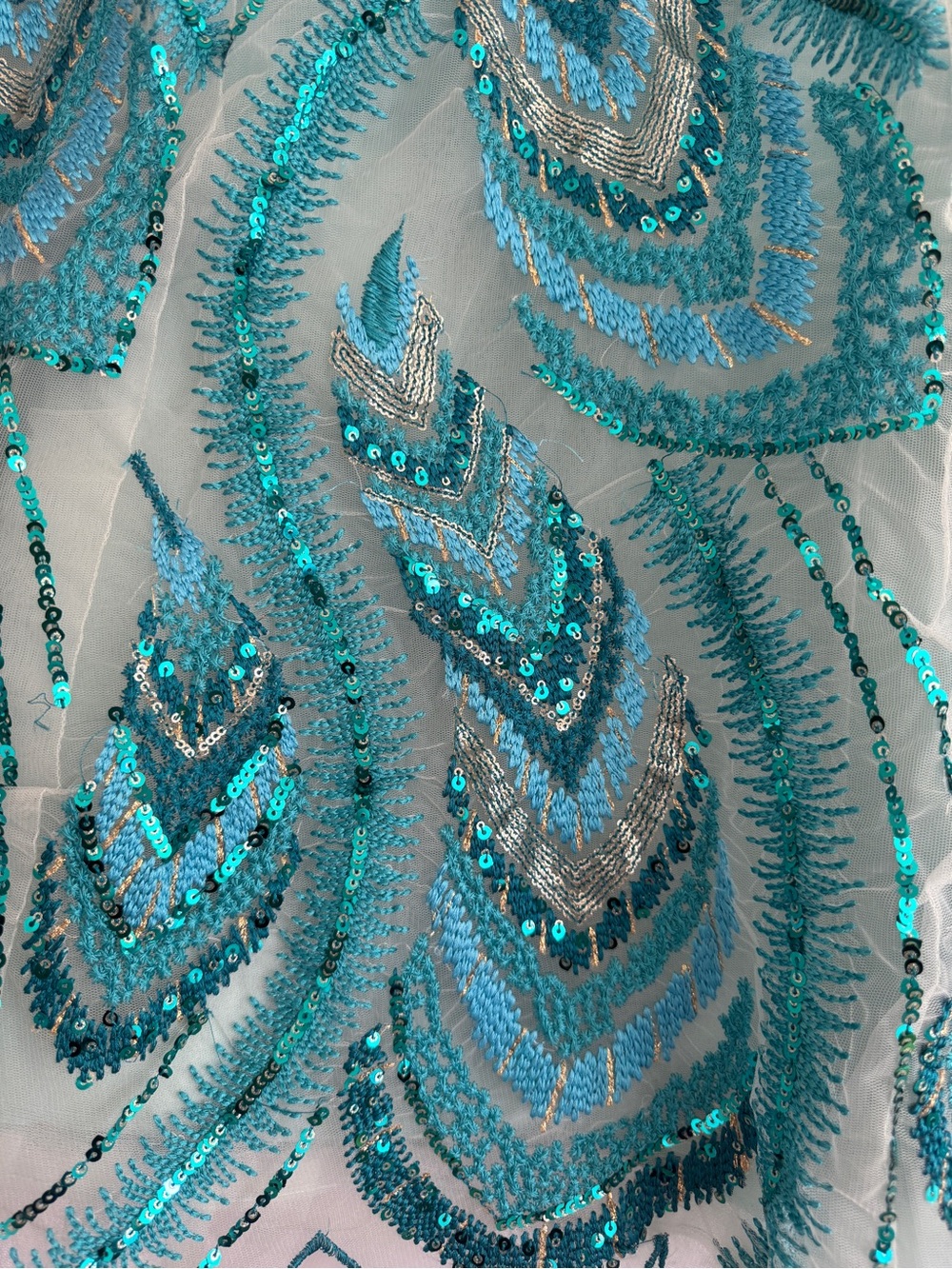 NWT Embellished Aqua Blue Lehenga with Sheer Dupatta - Picture 14 of 15